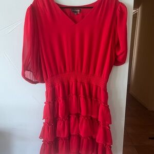 1. State Women’s Red Ruffle Dress Size Large